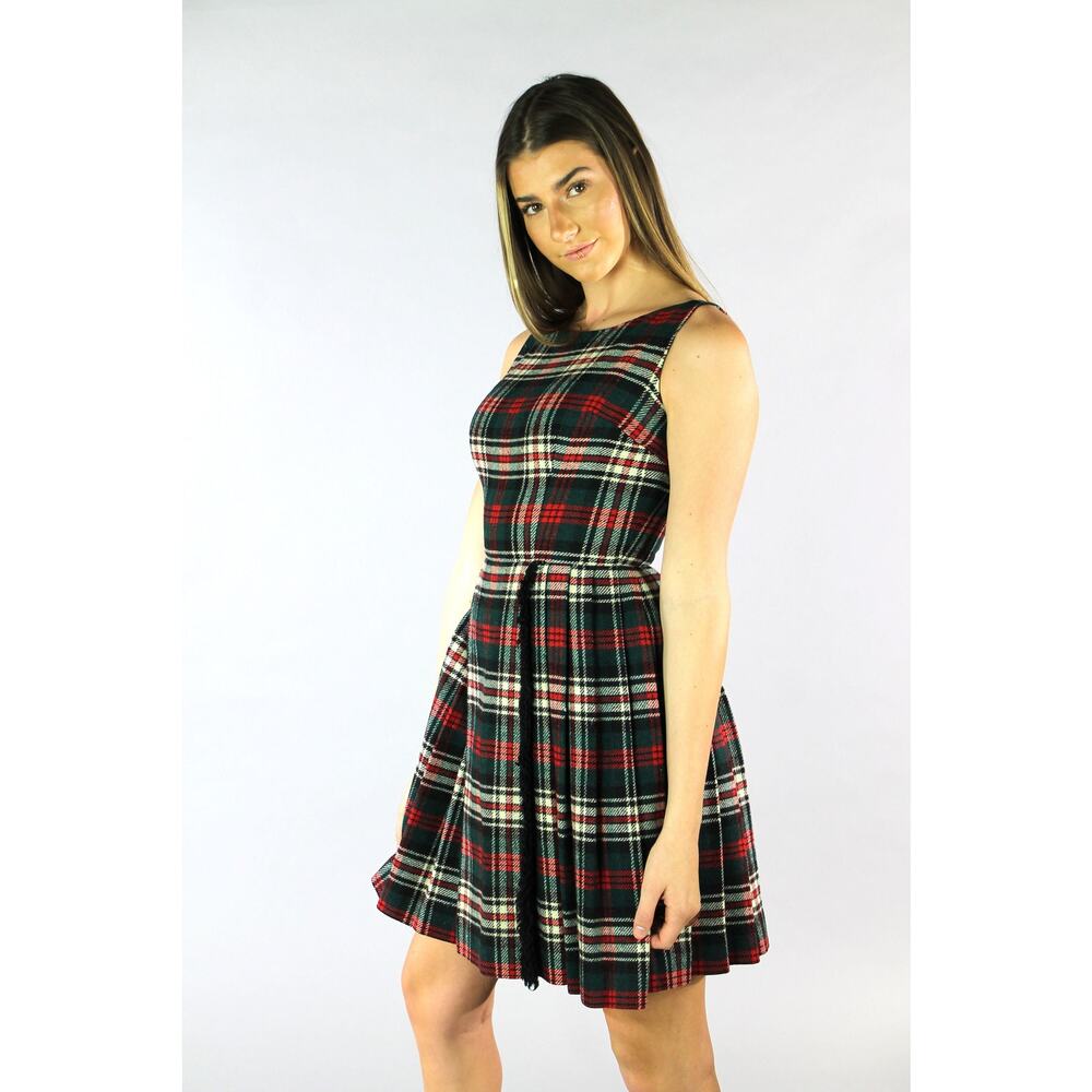 Highlander Plaid Pleated Mini Dress VInTAGe Academia Uniform Dress